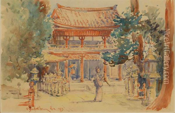 Japanese Temple (nara) Oil Painting - William Bradford Green