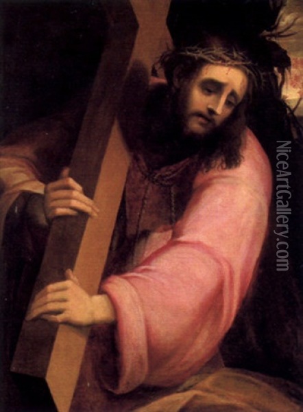 Christus Tragt Das Kreuz Oil Painting - Sebastiano Del Piombo