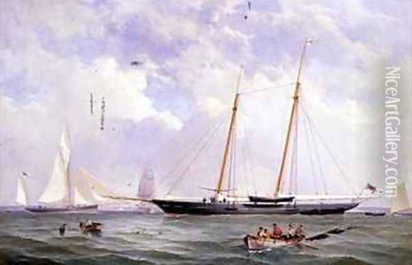 A Portrait of the 110 Ton Royal Yacht Squadron Schooner Viking off the Needles Oil Painting - Charles Gregory