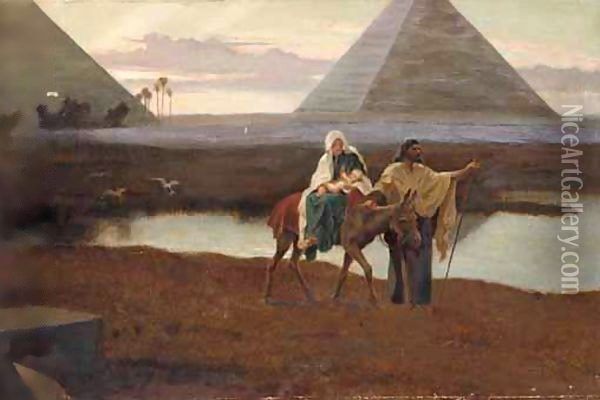 The Flight Into Egypt Oil Painting - Frederick Goodall