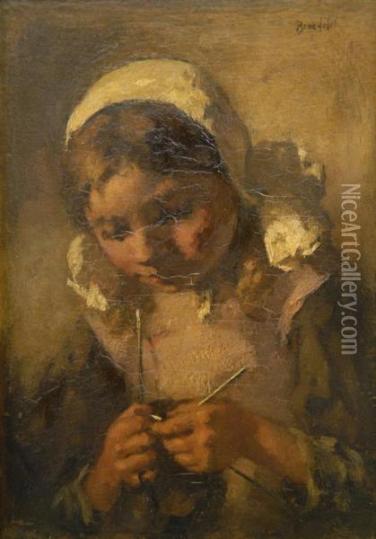 The Lacemaker (de Kantwerkster) Oil Painting - Andre Broedelet