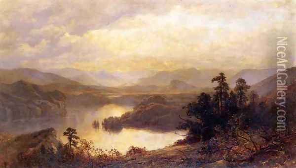 Lake Placid and the Adirondack Mountains from Whiteface Oil Painting - James David Smillie
