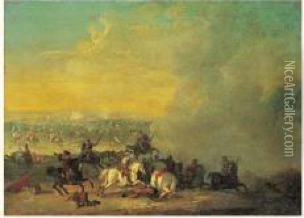 Choc De Cavalerie Oil Painting - Louis Nicolael van Blarenberghe