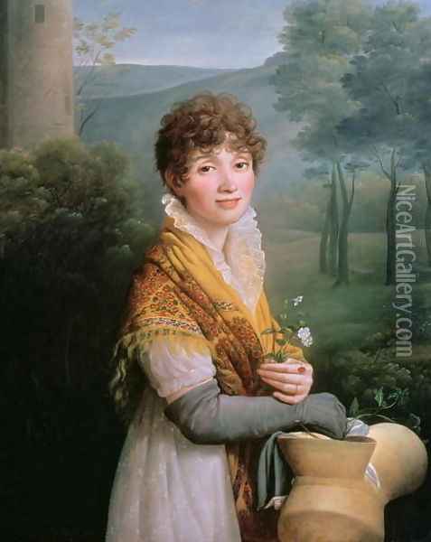 Portrait of a Young Woman Oil Painting - Gioacchino Giuseppe Serangeli