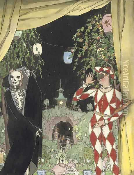 Harlequin and death Oil Painting - Konstantin Andreevic Somov