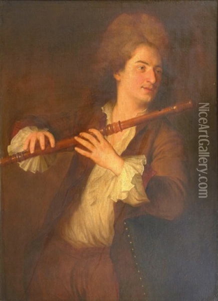 Le Joueur De Flute Oil Painting - Alexis Grimou