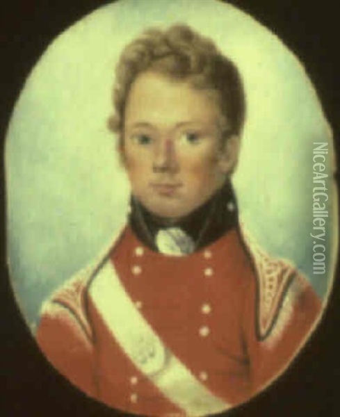 Portrait Of An Officer Of The 50th Regiment Of Foot Oil Painting - Henry Kirchhoffer