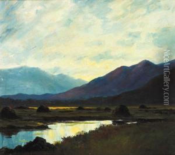 Sunset Near Leenane, Connemara Oil Painting - Douglas Alexander