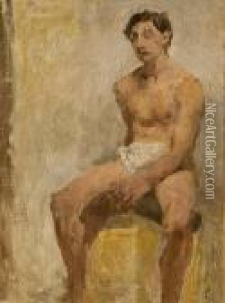 Accademia D'uomo Oil Painting - Antonio Mancini