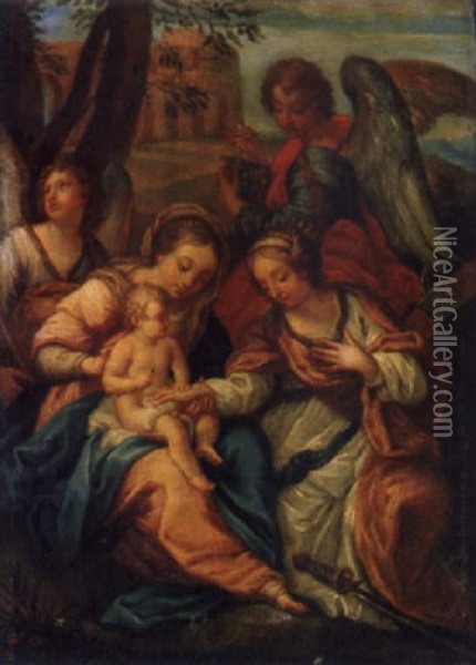 The Mystic Marriage Of Saint Catherine Oil Painting - Carlo Maratta