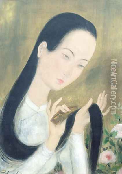 Woman Combing Her Hair Oil Painting - Pho Le