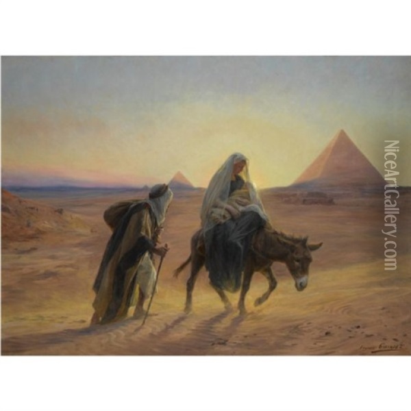 Flight Into Egypt Oil Painting - Eugene Alexis Girardet