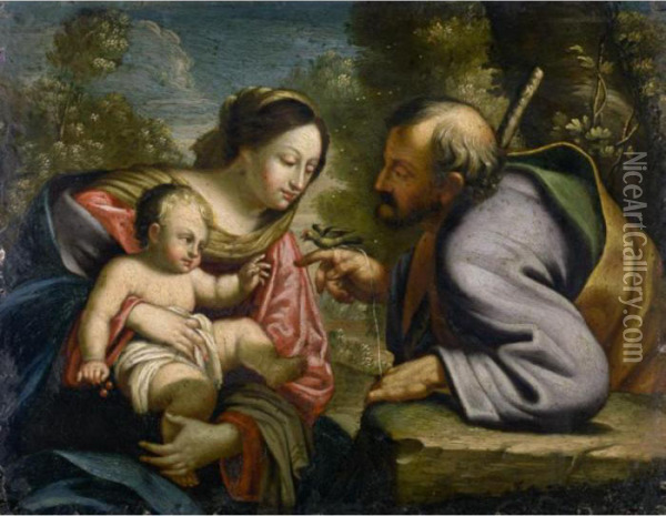 The Holy Family Oil Painting - Aubin Vouet