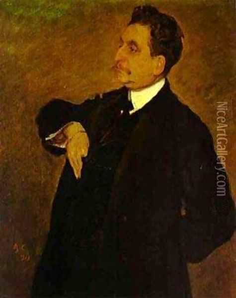 Portrait Of Vladimir Girshman 1911 Oil Painting - Valentin Aleksandrovich Serov
