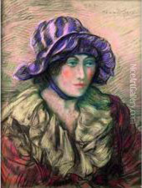 Portrait De Femme Au Chapeau Oil Painting - Henri Jules Charles De Groux