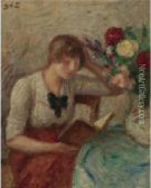 Jeune Femme Lisant Oil Painting - Georges dEspagnat
