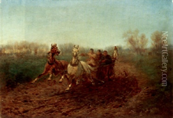 The Hunting Party Oil Painting - Jozef Brandt