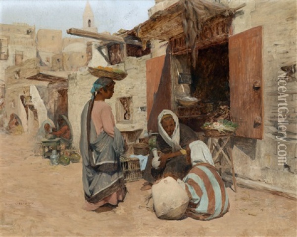 Orientalische Strassenszene Oil Painting - Leopold Alphons Mielich