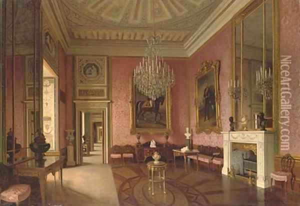 The Alexander Hall, The Winter Palace, St. Petersburg Oil Painting - J. Jaunbersin