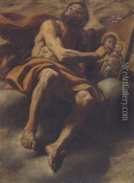 Der Evangelist Lukas Malt Die Madonna Oil Painting - Mattia Preti