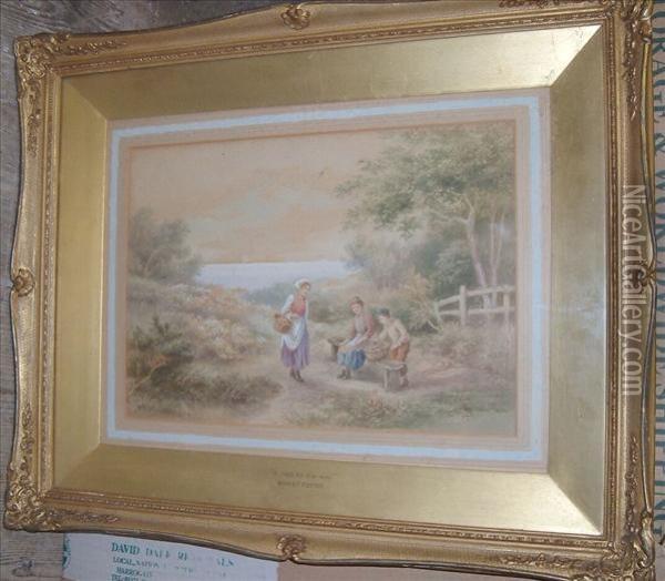A Rest By Theway Oil Painting - Myles Birket Foster