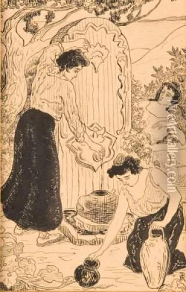 Femmes A La Fontaine Oil Painting - Paul-Elie Ranson