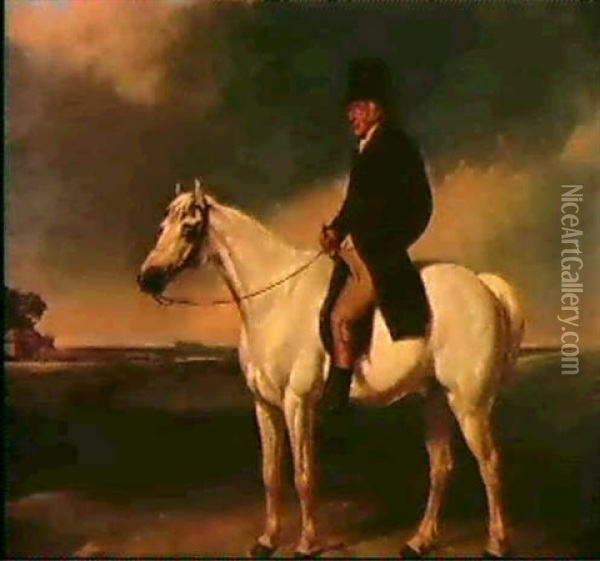 Portrait Of Mr. Worley Of The Royal                         Paddock, Hampton Court Oil Painting - Abraham Cooper