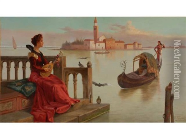 Amoureux A Venise Oil Painting - Vincent Stepevitch