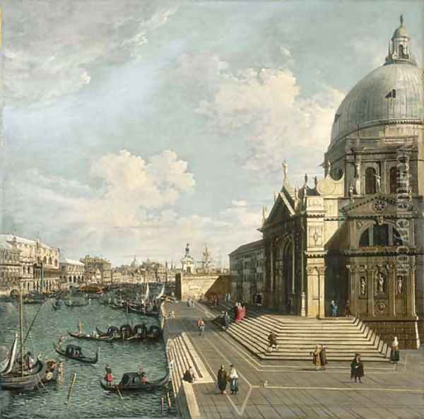 The Entrance of the Grand Canal, Venice, looking East with Santa Maria della Salute and the Dogana Oil Painting - (Giovanni Antonio Canal) Canaletto
