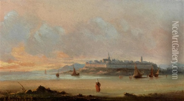 Harbour View Oil Painting - Aleksei Petrovich Bogolyubov