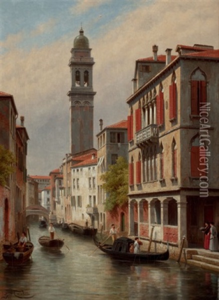 Une Vue A Venise, San Giorgio Dei Greci, Italie Oil Painting - Jacques Francois Carabain