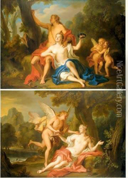 Scenes De L'histoire D'angelique Et Medor Oil Painting - Noel Nicolas Coypel