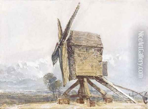 Windmill in a landscape Oil Painting - David Cox