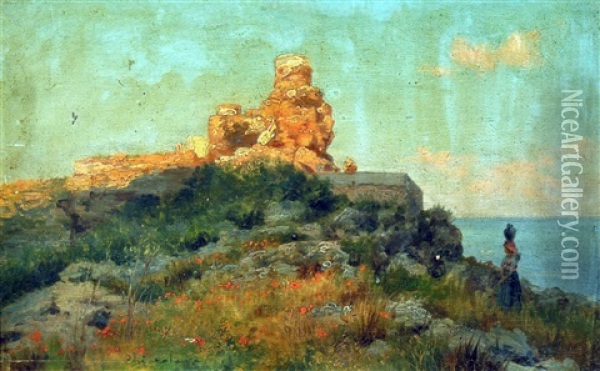Monte Solaro A Capri Oil Painting - Giuseppe Chiarolanza