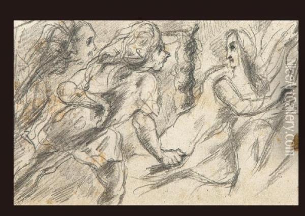 Etude De Personnages (maisons En Provence) Oil Painting - Paul Cezanne
