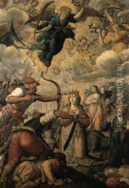 De Dood Van De Heilige Ursula Oil Painting - Pietro De Lignis