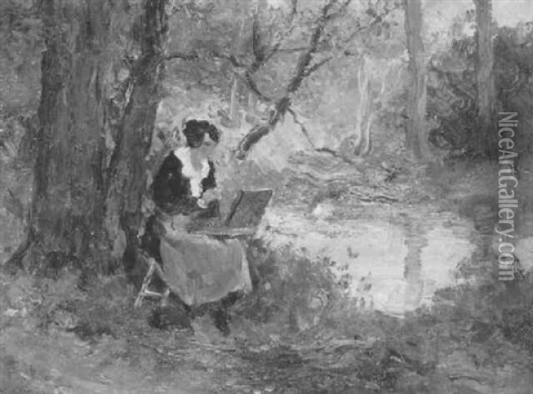 Sketching Along The Creek, Woodstock Oil Painting - Charles Paul Gruppe