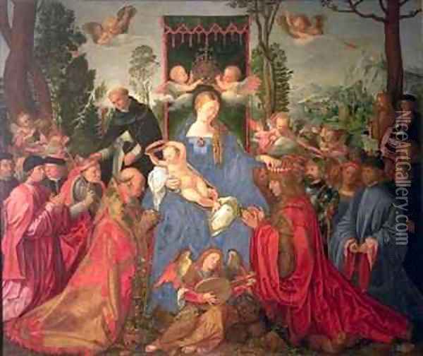 Garland of Roses Altarpiece Oil Painting - Durer or Duerer, Albrecht