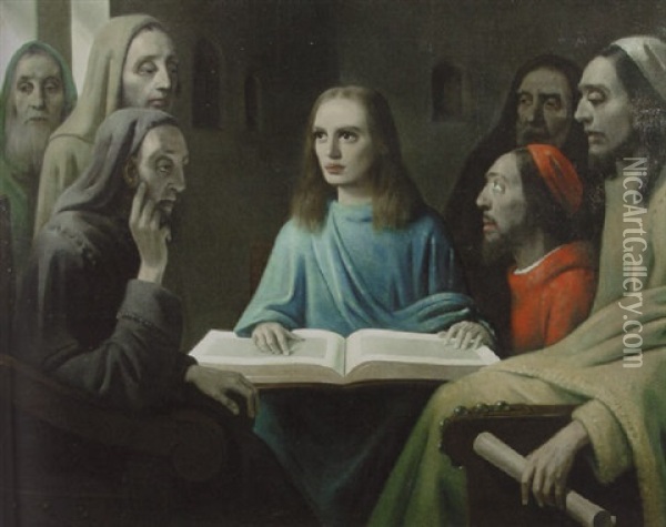 Christ And The Scribes In The Temple Oil Painting - Han Van Meegeren