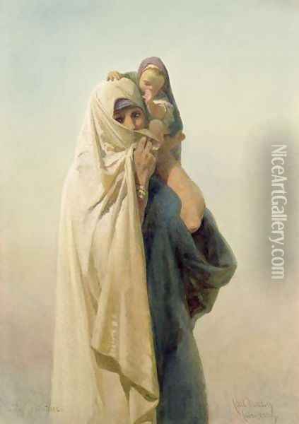A Coptic Mother Oil Painting - Carl Haag