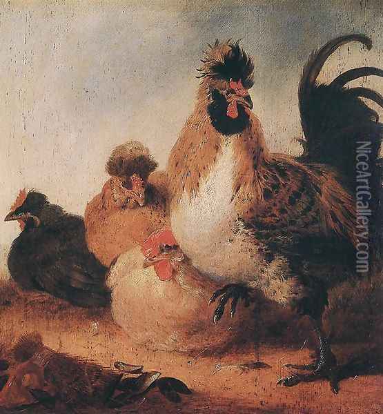 Rooster and Hens Oil Painting - Aelbert Cuyp