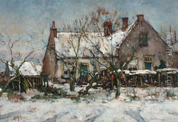 Boerderij In De Winter Oil Painting - Adolf Lange