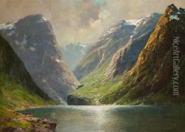 Norwegische Fjordlandschaft Oil Painting - Karl Rohwedder-Ruge