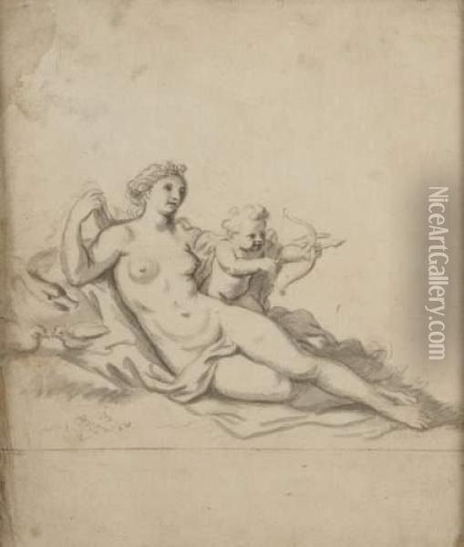 Venus Et L'amour Tirant Une Fleche Oil Painting - Claude III Audran