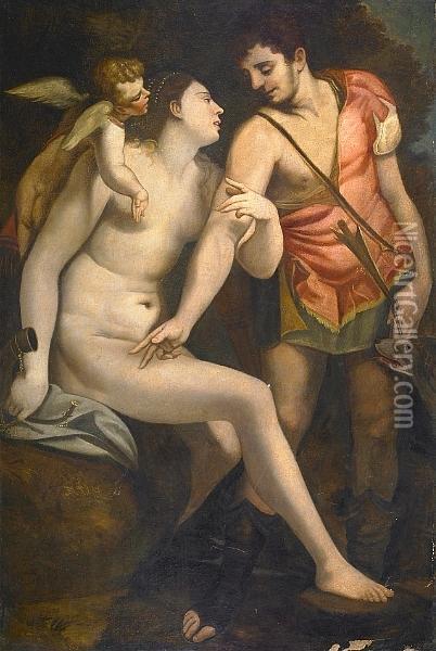 Venus And Adonis Oil Painting - Luca Cambiaso