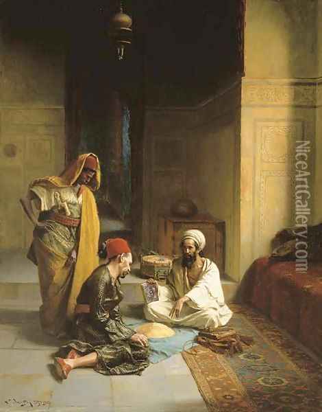 The Fortune Teller Oil Painting - Ludwig Deutsch
