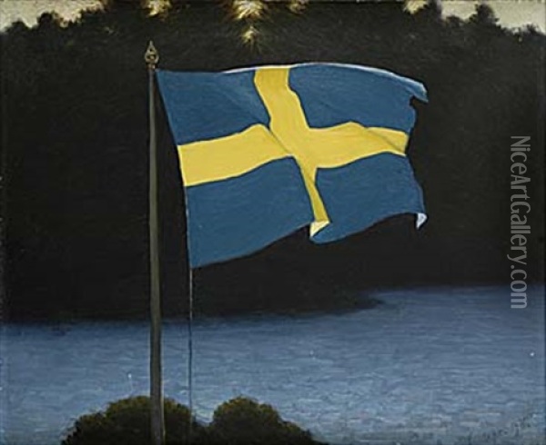 Sveriges Flagga Oil Painting - Stan Gustaf Herman Ankarcrona