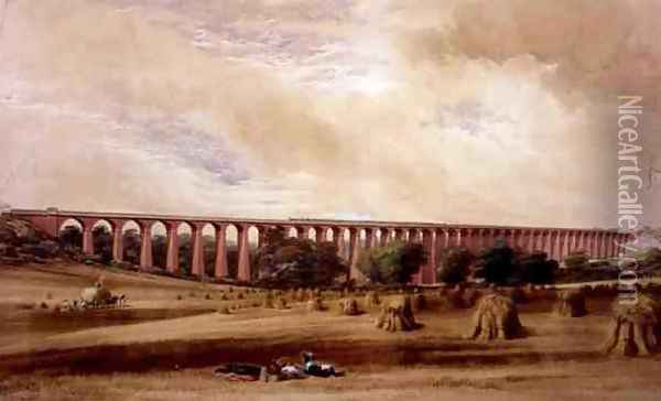 Welwyn Viaduct Oil Painting - W. Humber