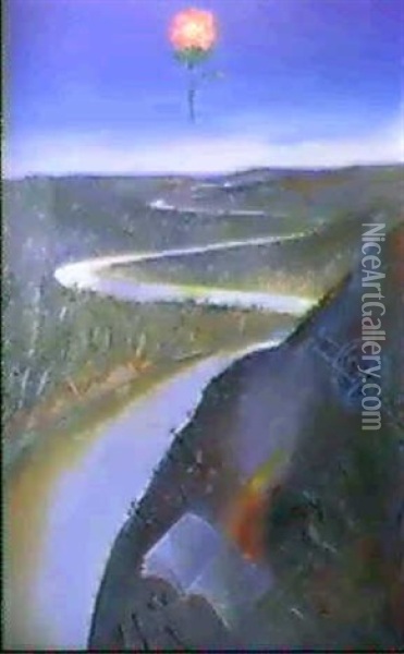 Burning Book, River And Roseii Oil Painting - Arthur Merric Boyd