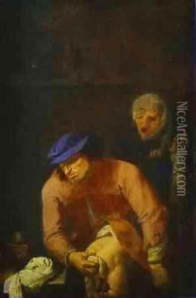 Unpleasant Duties Of A Father Oil Painting - Adriaen Brouwer